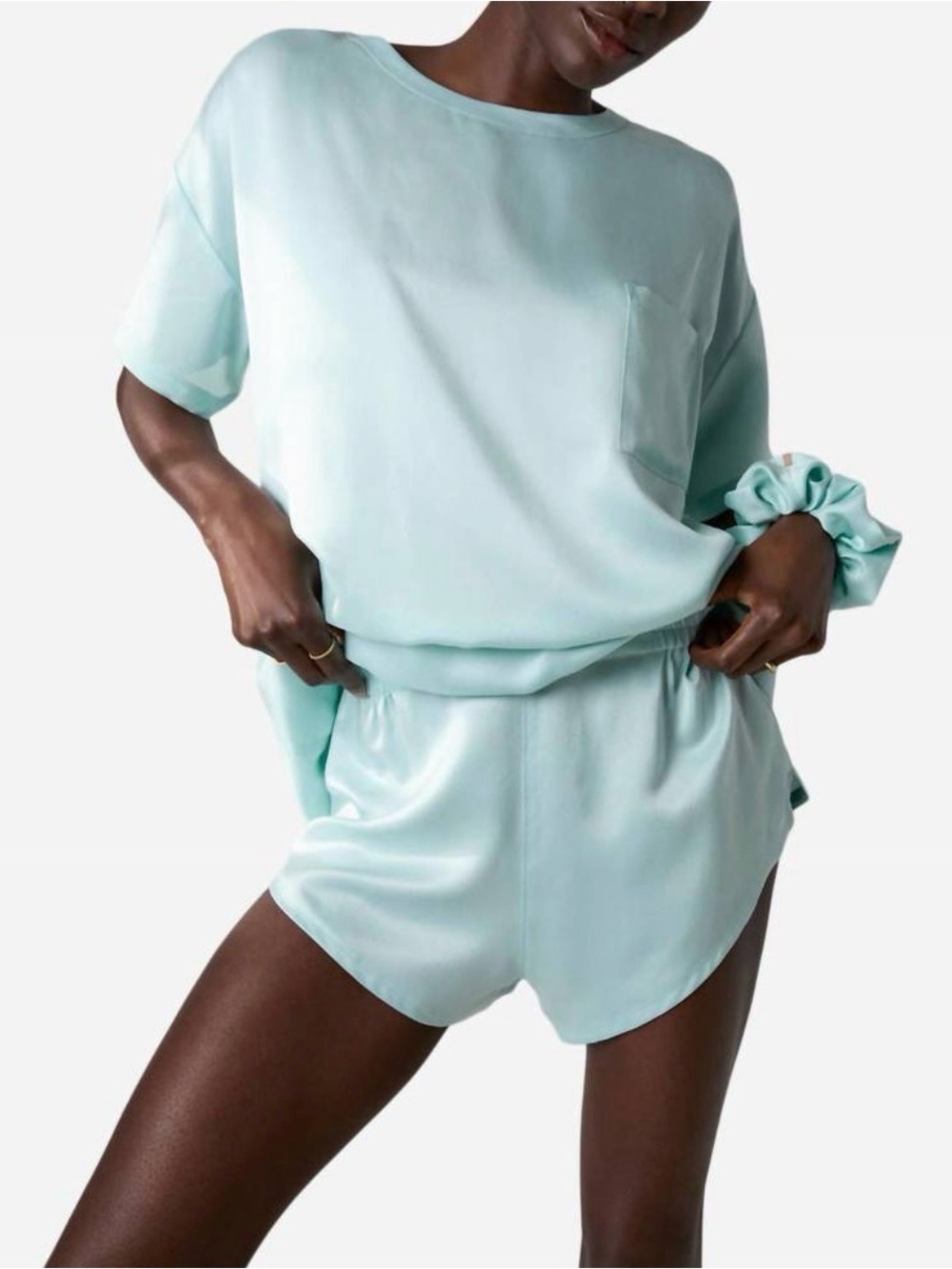 Lunya Washable 100% Silk Pajama Shorts in Infinity Blue Women’s XS
